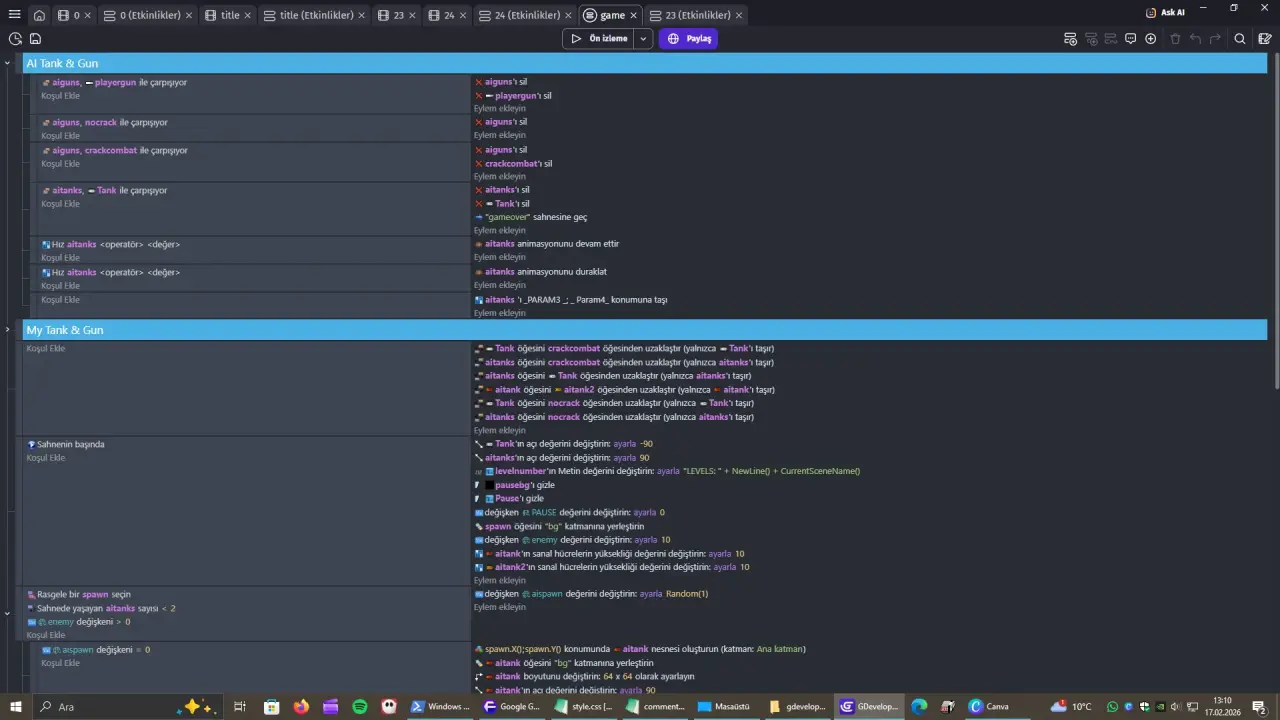 GDevelop5 - Oyunu Kodları