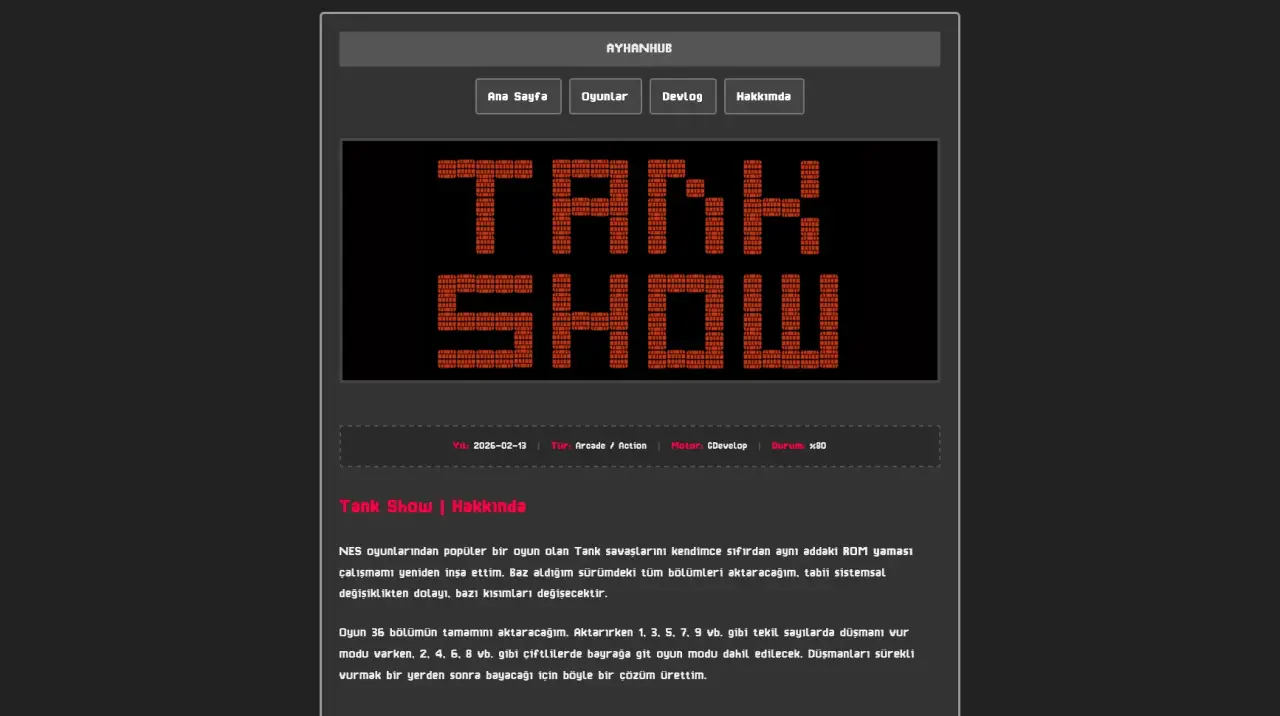 Tank Show - Oyun Sayfası